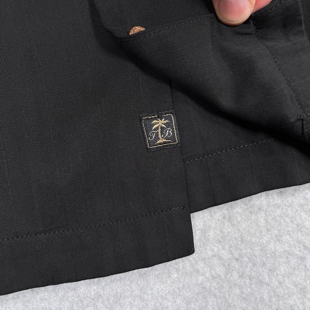Tommy Bahama Shirt Mens Medium M Black Shot in the Dark Silk Golf Hawaiian Camp - Picture 14 of 14